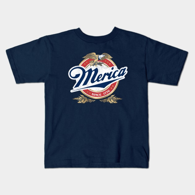 Merica Fourth Of July Kids T-Shirt by iconicole